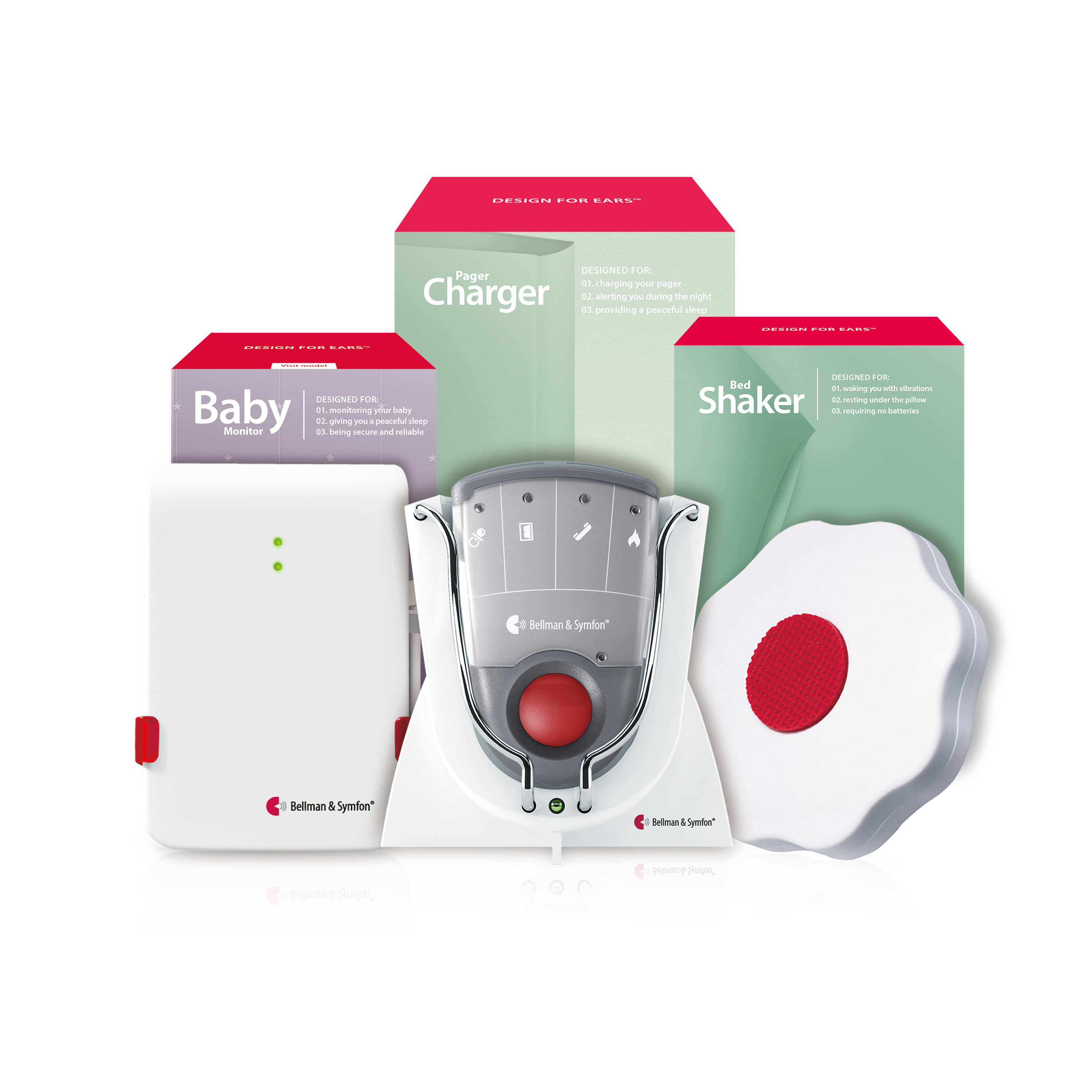 Baby Cry Notification System | with Pager Receiver, Charger and Bed Shaker