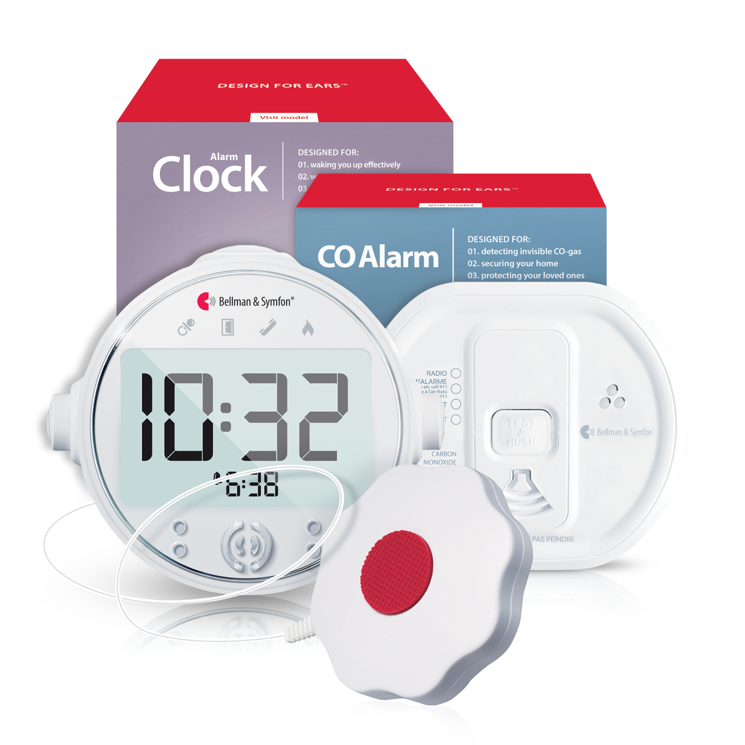 Carbon Monoxide Alarm Notification System | with Alarm Clock Receiver and Bed Shaker