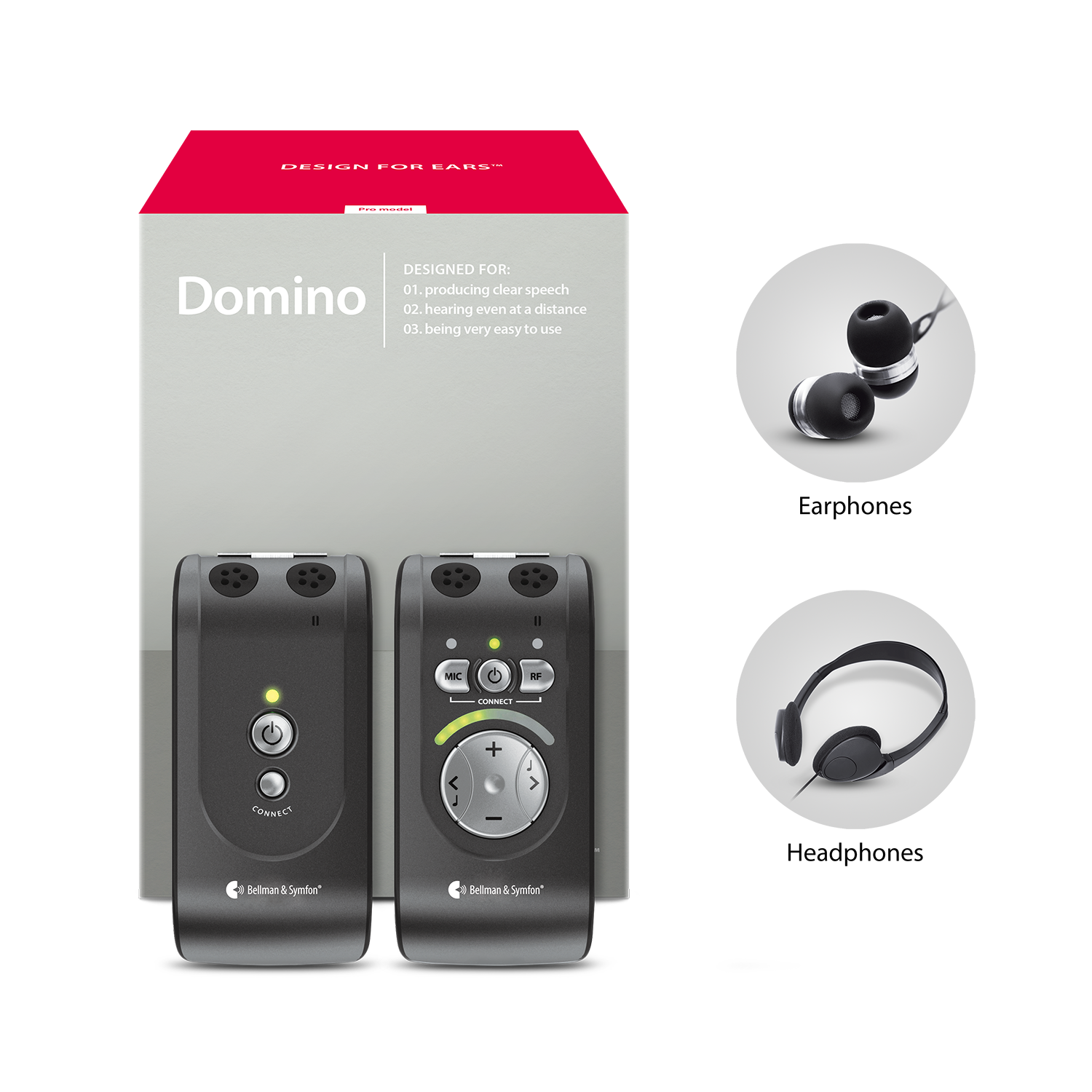 ADA Domino Pro Listening system | with Earbuds and Headphones | Bellman & Symfon