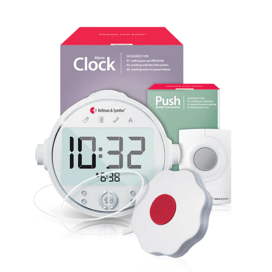 ADA Push Button Notification System | with Alarm Clock Receiver and Bed Shaker | Bellman & Symfon