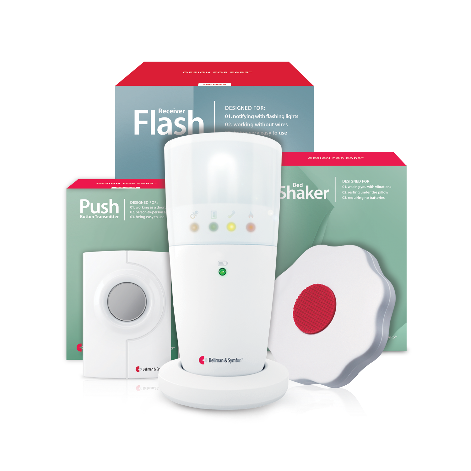 ADA Push Button Notification System | with Flash Receiver and Bed Shaker | Bellman & Symfon