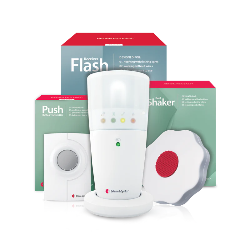 ADA Push Button Notification System | with Alarm Clock Receiver and Bed Shaker | Bellman & Symfon