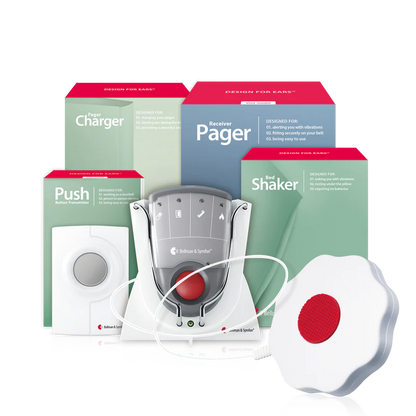 ADA Push Button Notification System | with Alarm Clock Receiver and Bed Shaker | Bellman & Symfon