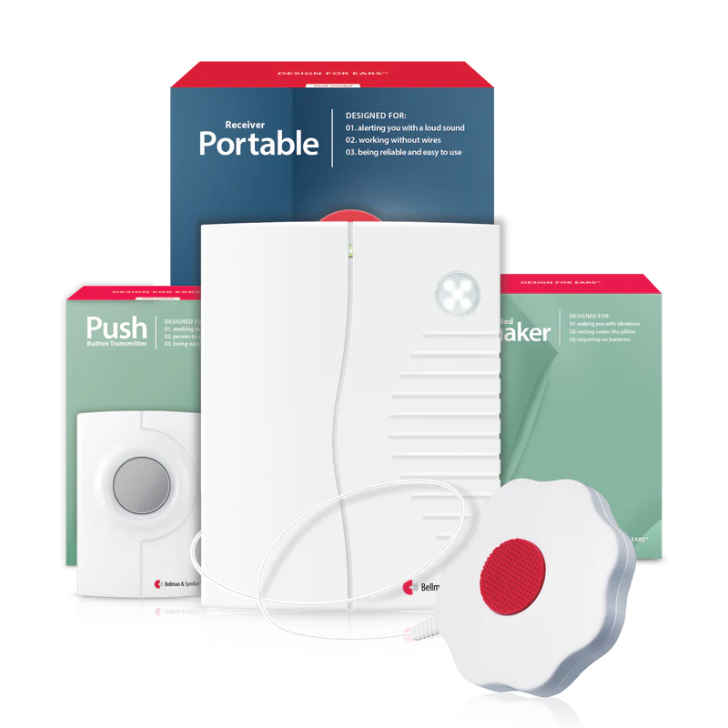ADA Push Button Notification System | with Alarm Clock Receiver and Bed Shaker | Bellman & Symfon