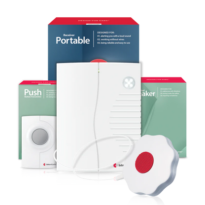 ADA Push Button Notification System | with Alarm Clock Receiver and Bed Shaker | Bellman & Symfon