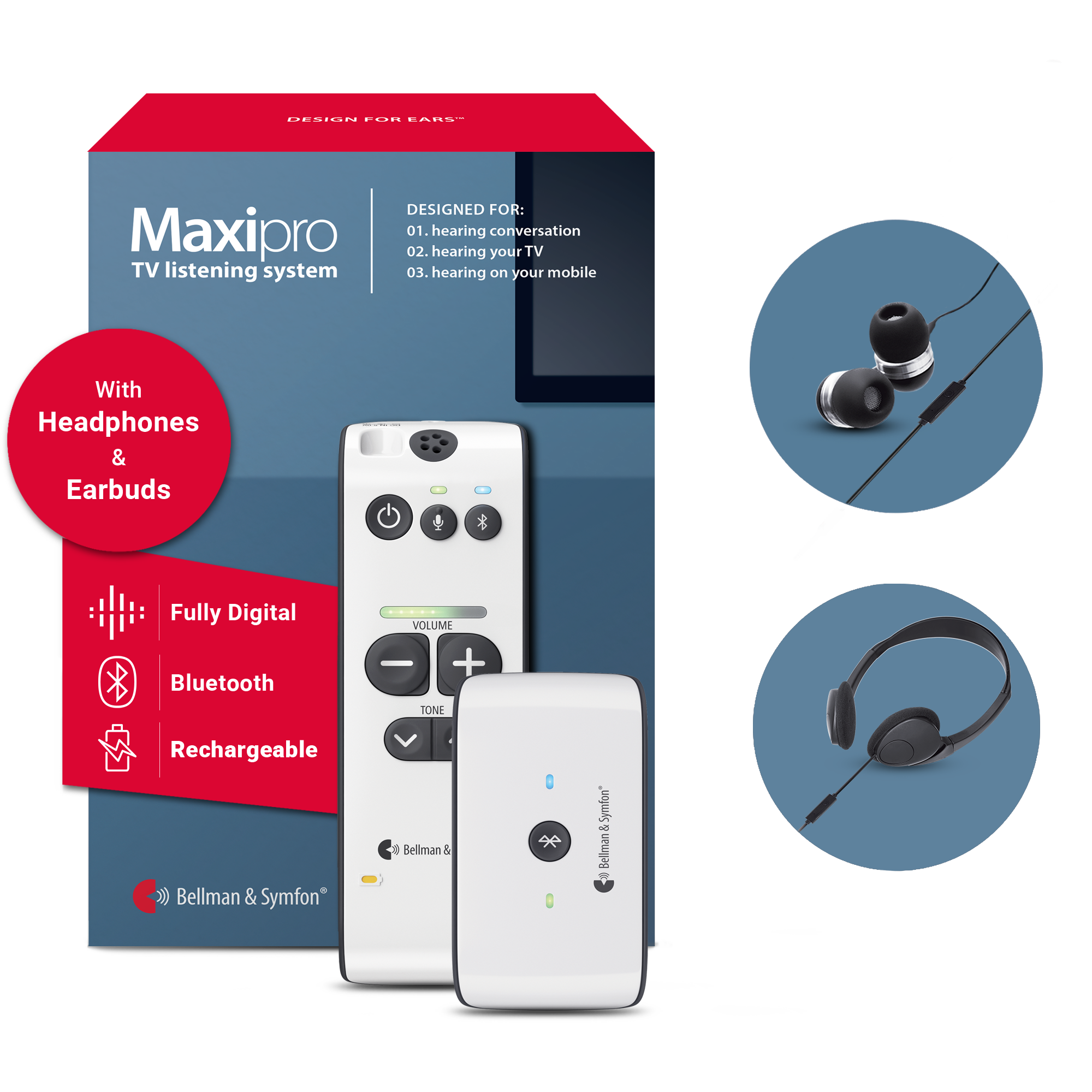 Maxi Pro Listening System with Headphones and Earbuds