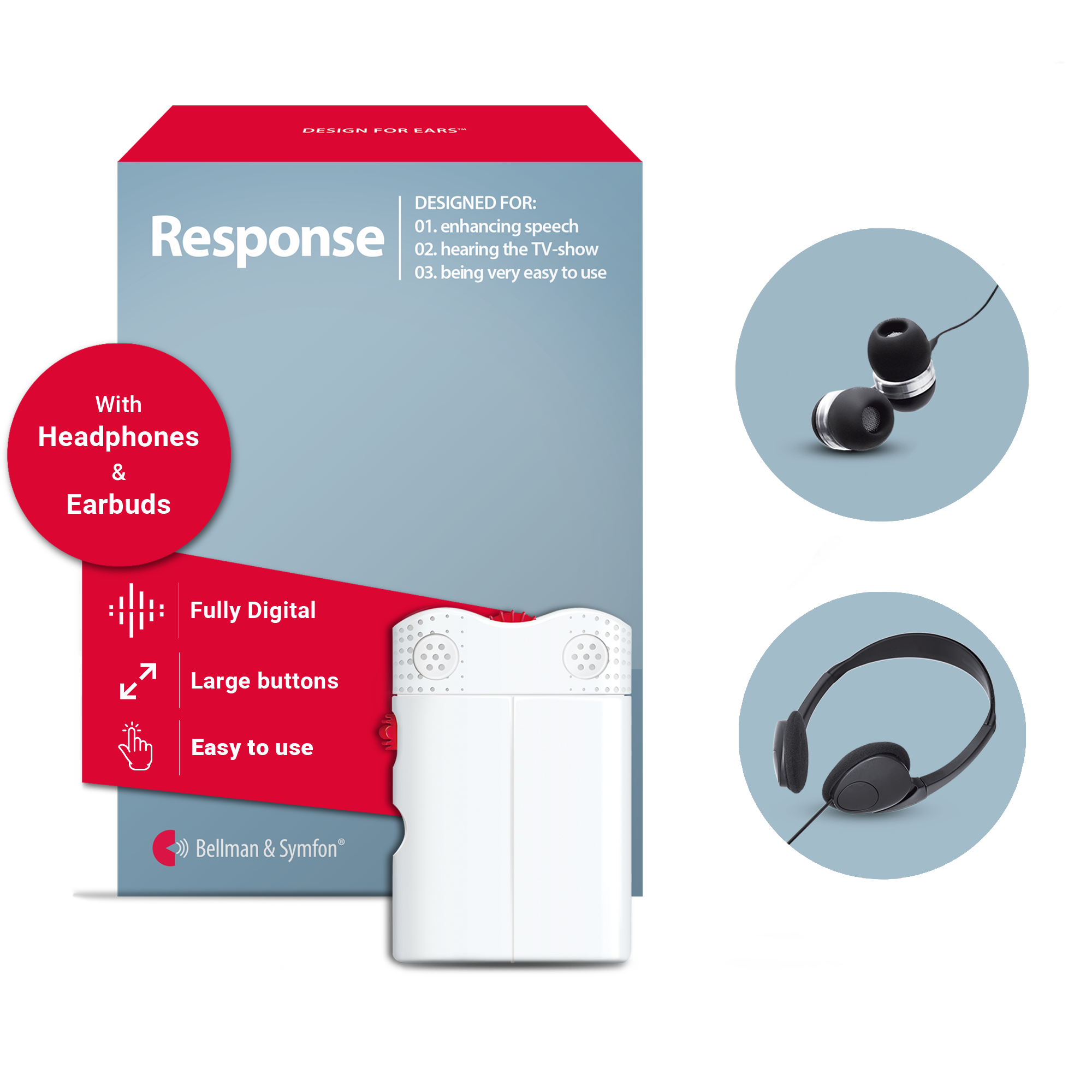 Response Amplifier with Headphones and Earbuds