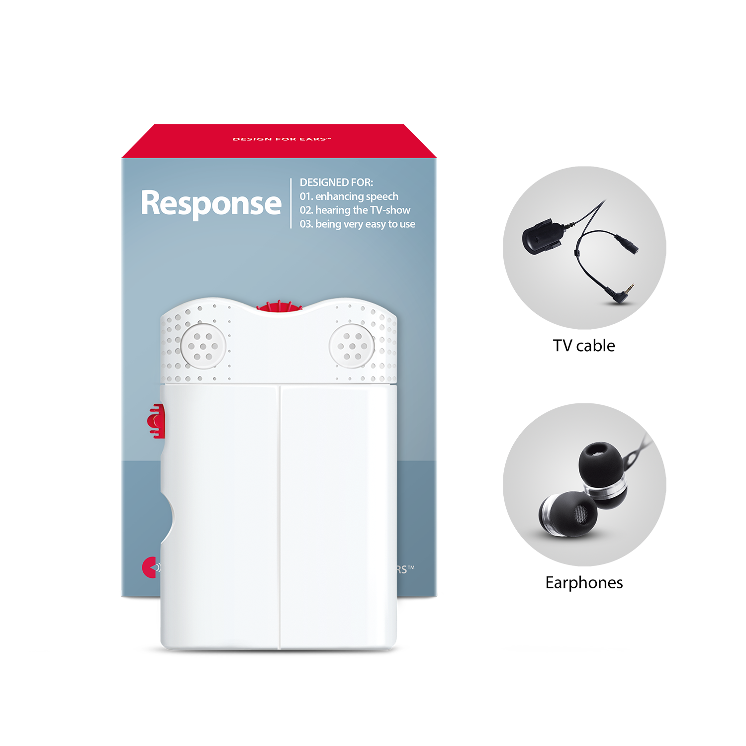 Response Amplifier | with Earbuds and TV External Mic
