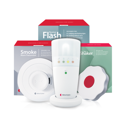 Smoke/Fire Alarm System with Flash Receiver and Bed Shaker