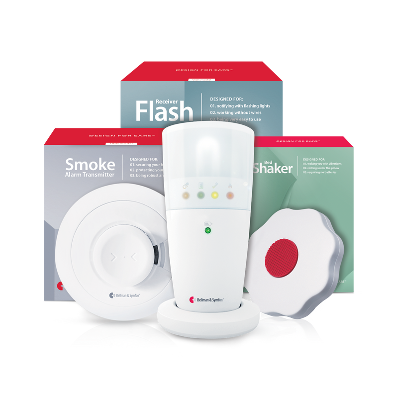 Smoke/Fire Alarm Notification System | with Flash Receiver and Bed Shaker