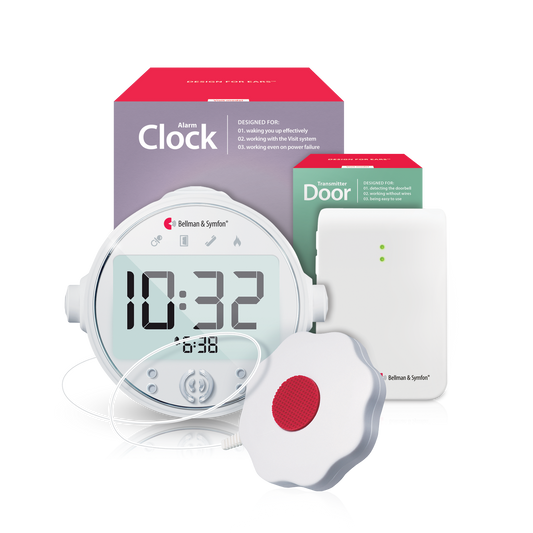 Doorbell System with Alarm Clock Receiver and Bed Shaker