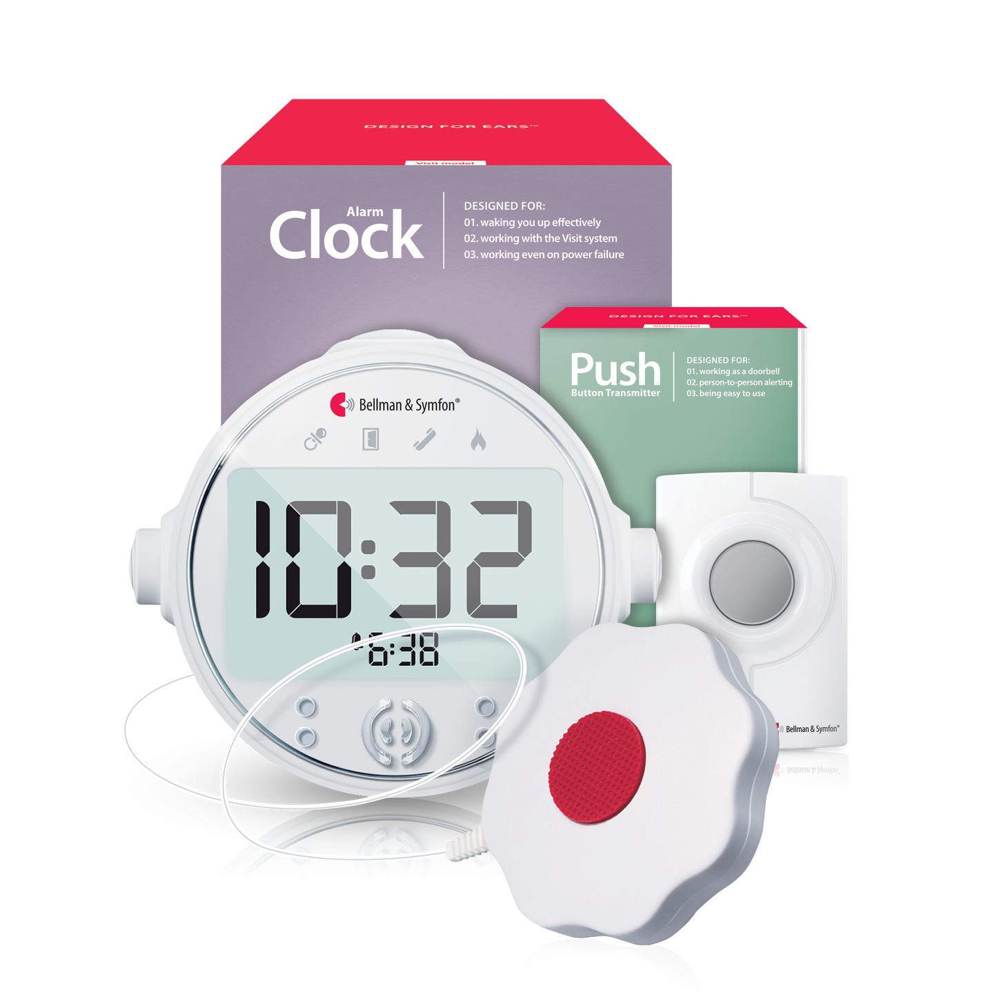 Push Button System with Alarm Clock Receiver and Bed Shaker