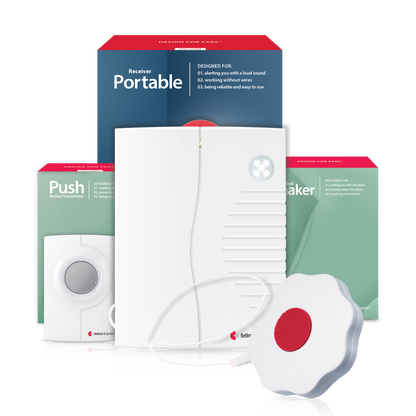 ADA Push Button Notification System | with Portable Receiver and Bed Shaker