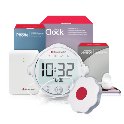 Phone System with Alarm Clock Receiver and Bed Shaker.