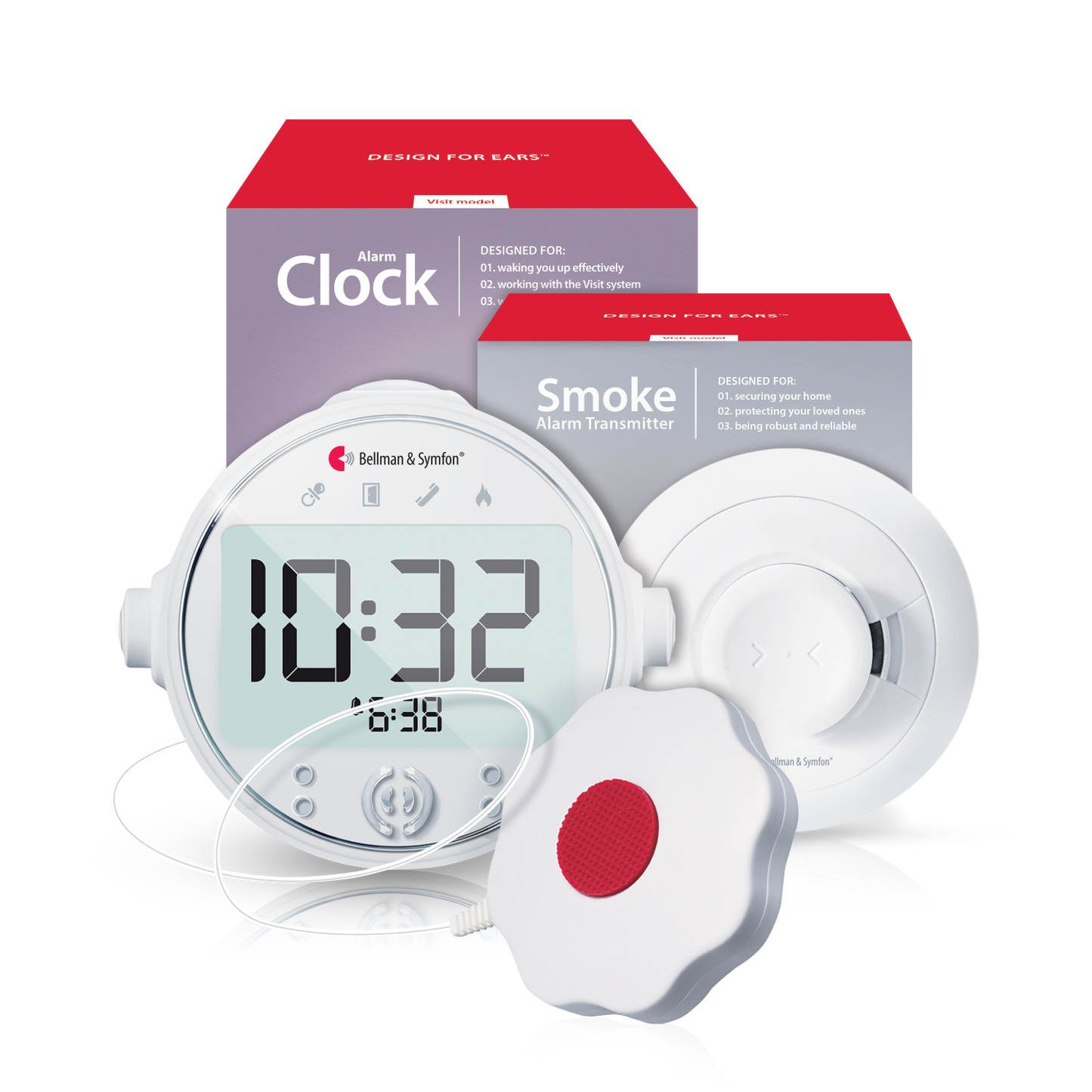 Smoke/Fire Alarm System with Alarm Clock Receiver and Bed Shaker