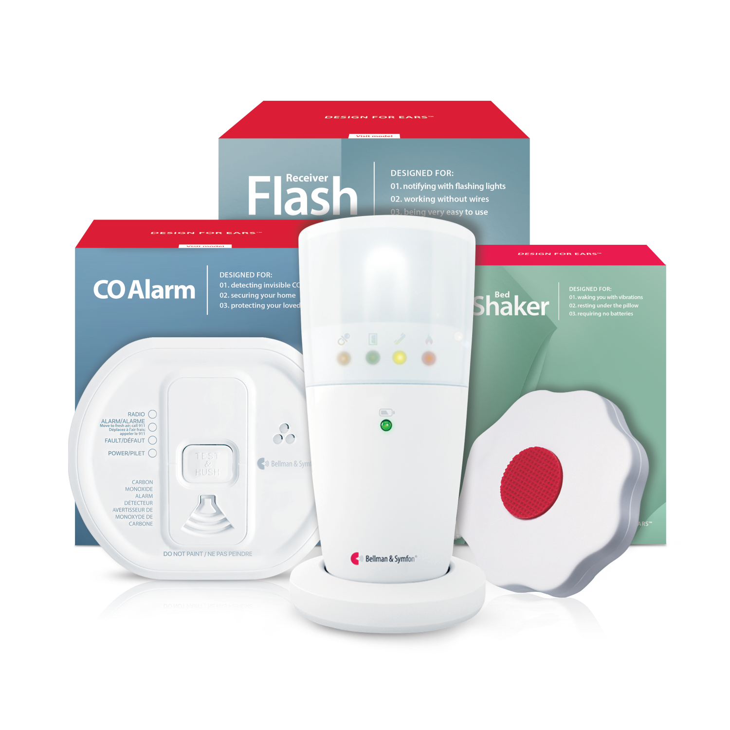 Carbon Monoxide Alarm Notification System | with Flash Receiver and Bed Shaker