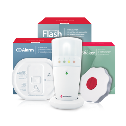 Carbon Monoxide Alarm Notification System with Flash Receiver and Bed Shaker