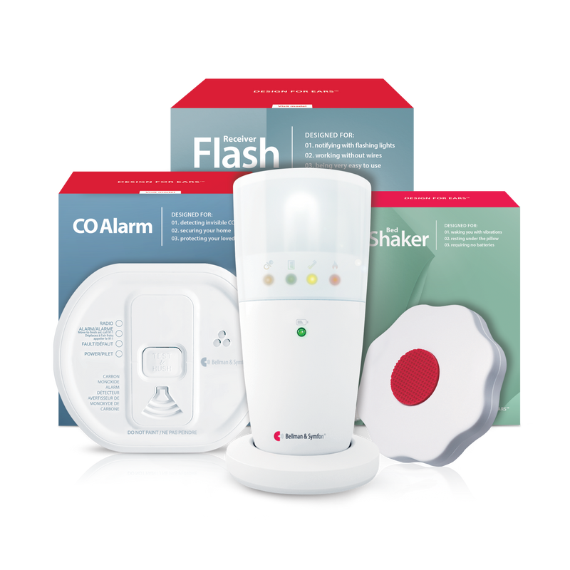 Carbon Monoxide Alarm Notification System | with Flash Receiver and Bed Shaker