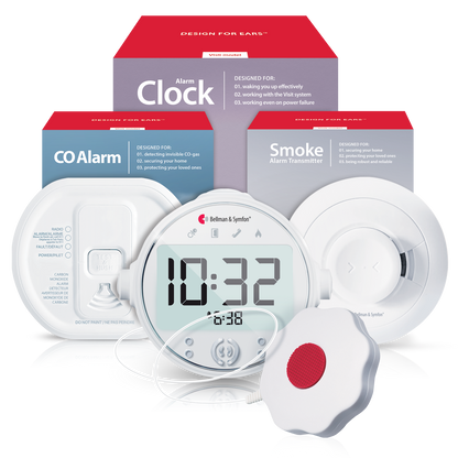 ADA Smoke/Fire and Carbon Monoxide Alarm Notification System | with Alarm Clock Receiver and Bed Shaker