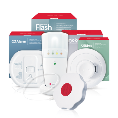 Smoke/Fire and Carbon Monoxide Alarm Notification System with Flash Receiver and Bed Shaker