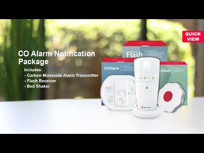 Carbon Monoxide Alarm Notification System with Flash Receiver and Bed Shaker
