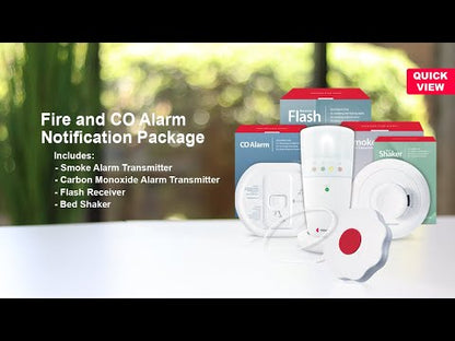 Smoke/Fire and Carbon Monoxide Alarm Notification System with Flash Receiver and Bed Shaker