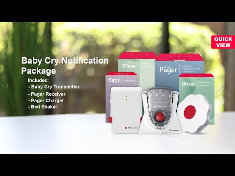 Baby Cry Notification System | with Pager Receiver, Charger and Bed Shaker