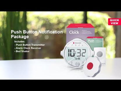 Push Button System with Alarm Clock Receiver and Bed Shaker