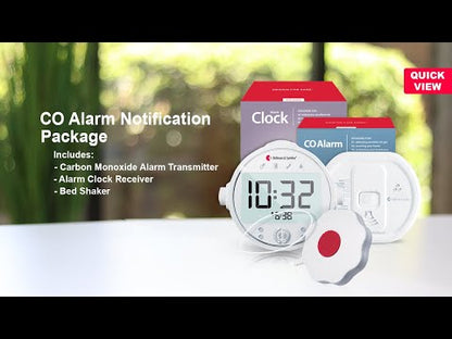 Carbon Monoxide Alarm Notification System with Alarm Clock Receiver and Bed Shaker