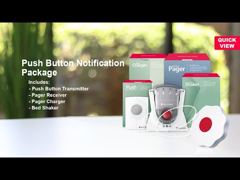 Push Button Notification System | with Pager Receiver, Charger and Bed Shaker