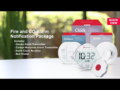 ADA Smoke/Fire and Carbon Monoxide Alarm Notification System | with Alarm Clock Receiver and Bed Shaker