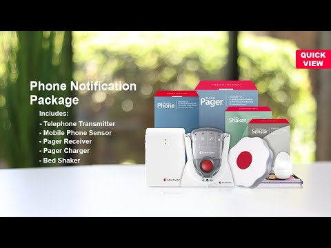 Phone Notification System | for both Landline and Cell phone | with Pager Receiver, Charger and Bed Shaker